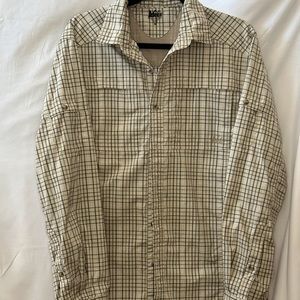 REI button down, dry weave type shirt.